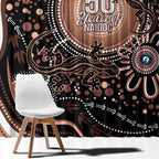Australia NAIDOC Week Window Curtain Happy 50th Anniversary Brown Version