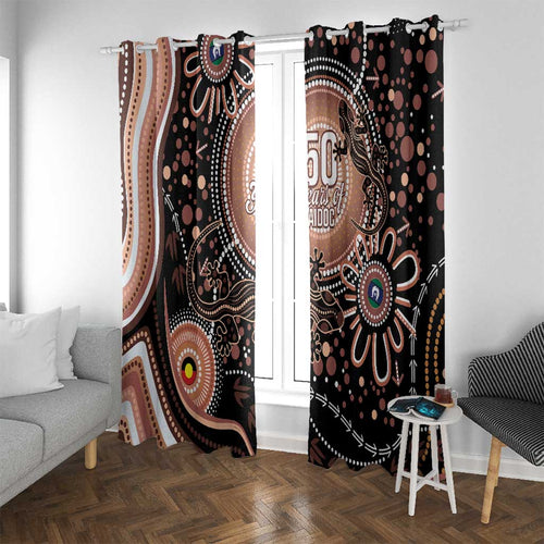 Australia NAIDOC Week Window Curtain Happy 50th Anniversary Brown Version