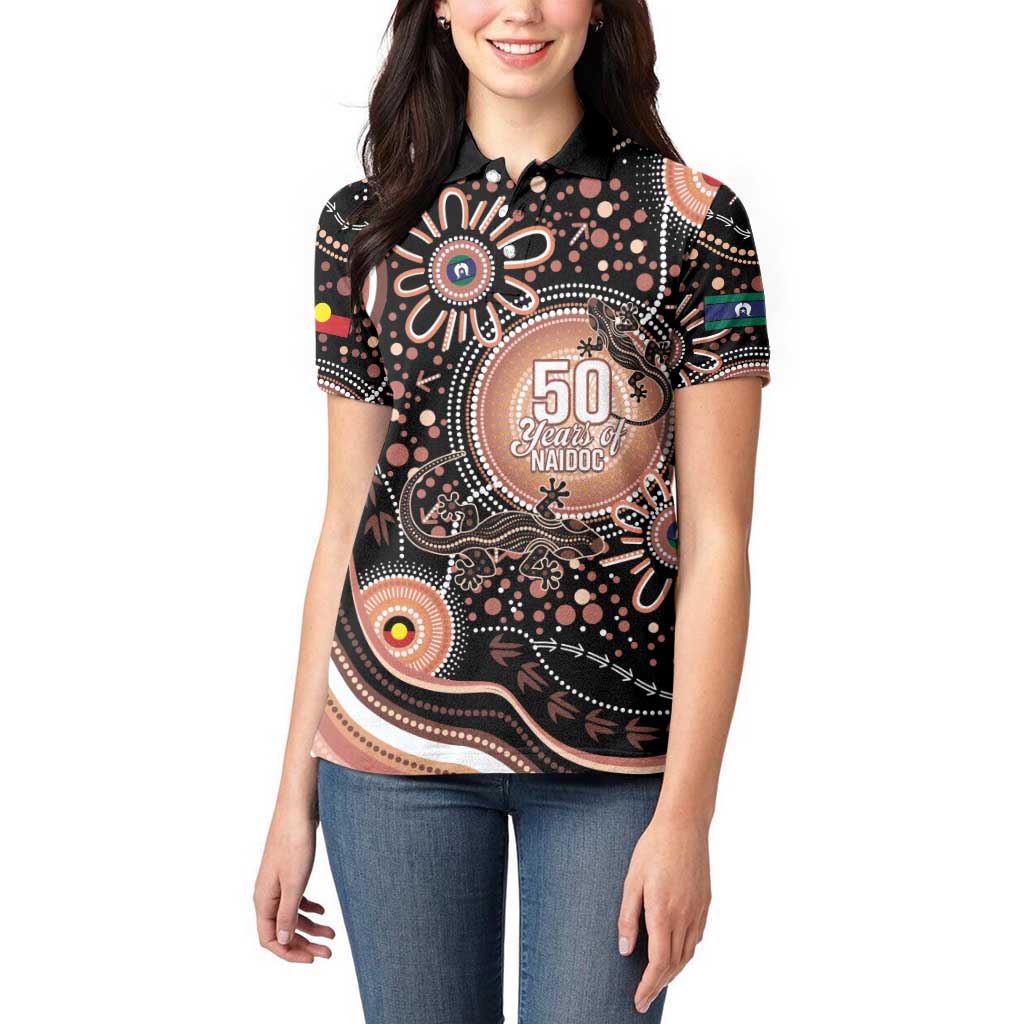 Australia NAIDOC Week Women Polo Shirt Happy 50th Anniversary Brown Version