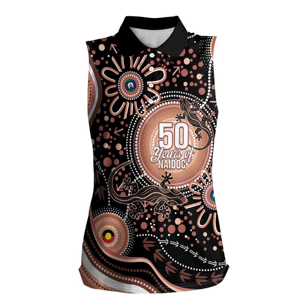 Australia NAIDOC Week Women Sleeveless Polo Shirt Happy 50th Anniversary Brown Version