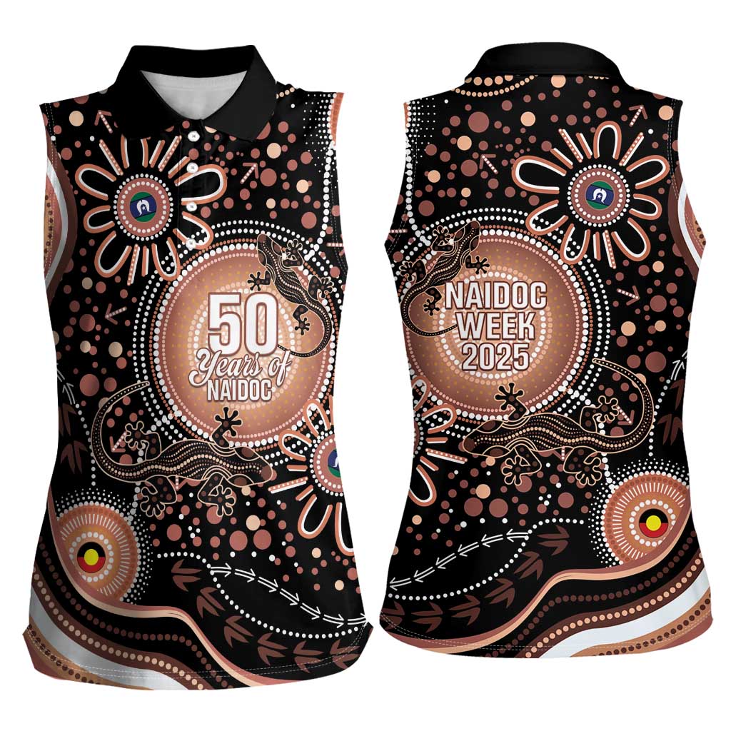 Australia NAIDOC Week Women Sleeveless Polo Shirt Happy 50th Anniversary Brown Version