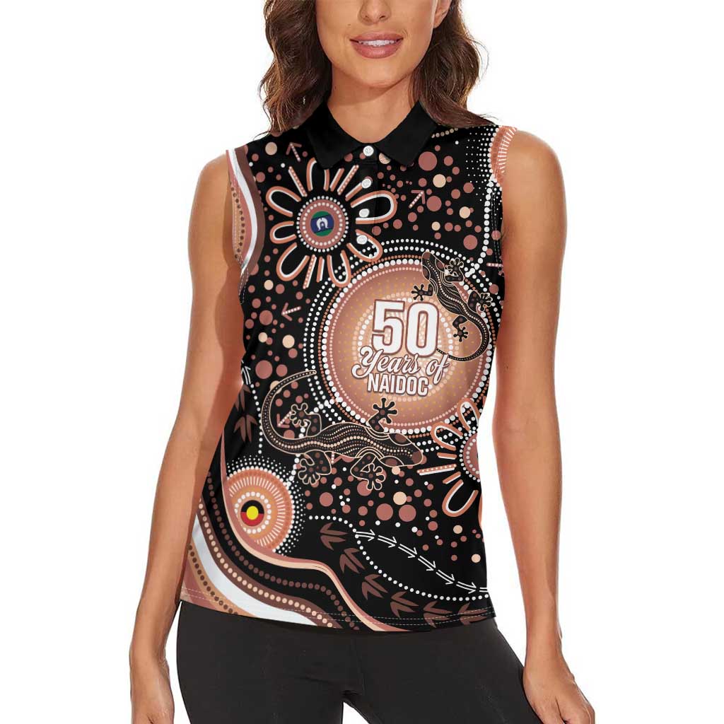 Australia NAIDOC Week Women Sleeveless Polo Shirt Happy 50th Anniversary Brown Version