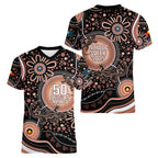 Australia NAIDOC Week Women V-Neck T-Shirt Happy 50th Anniversary Brown Version