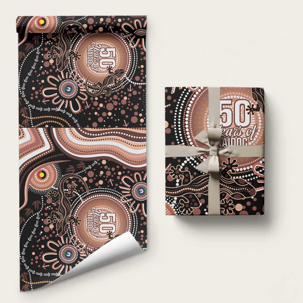 Australia NAIDOC Week Wrapping Paper Happy 50th Anniversary Brown Version - Aussie Hoodie