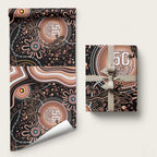 Australia NAIDOC Week Wrapping Paper Happy 50th Anniversary Brown Version - Aussie Hoodie