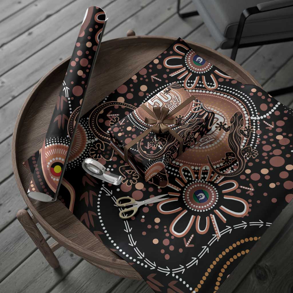 Australia NAIDOC Week Wrapping Paper Happy 50th Anniversary Brown Version - Aussie Hoodie