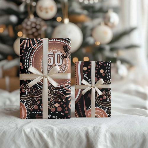 Australia NAIDOC Week Wrapping Paper Happy 50th Anniversary Brown Version - Aussie Hoodie