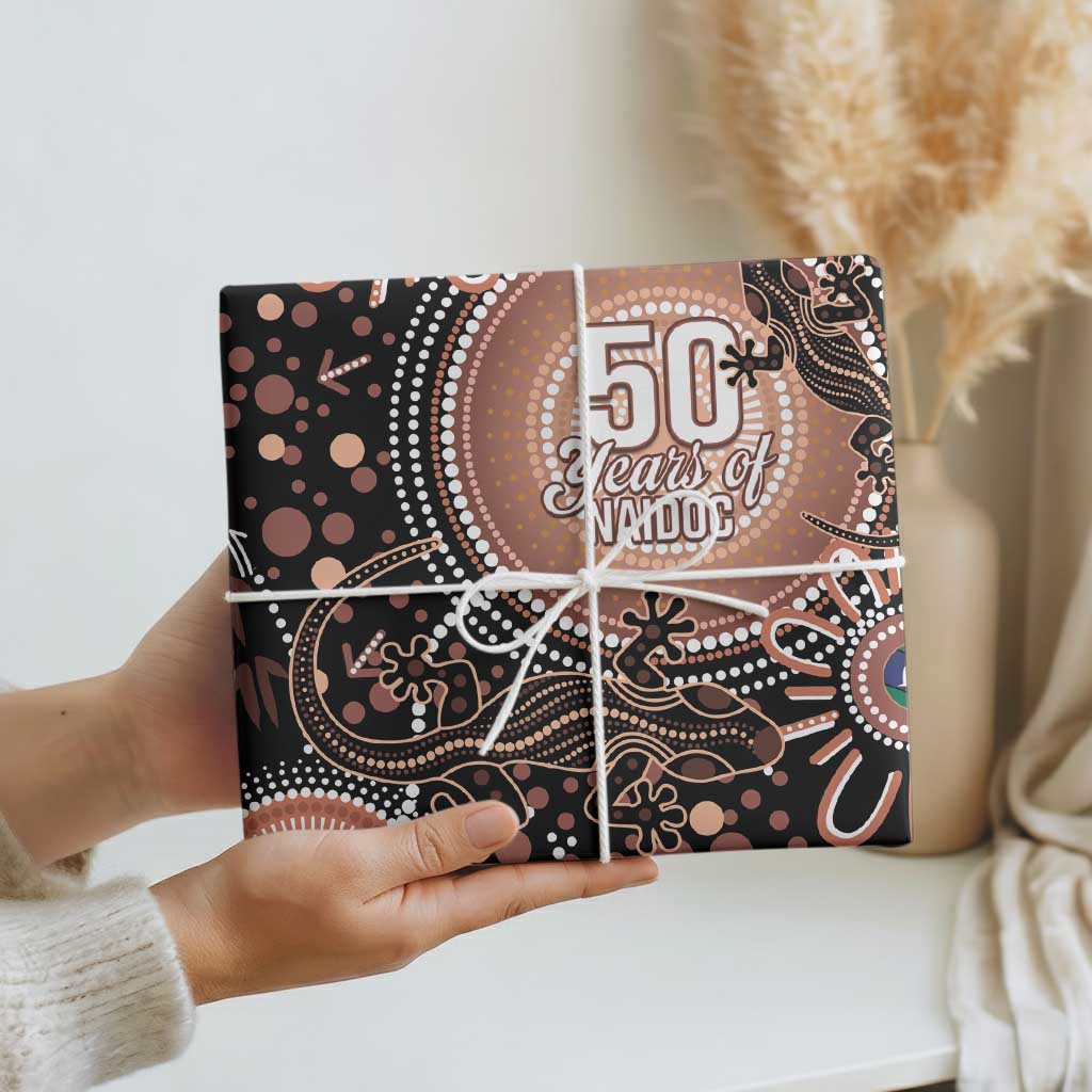Australia NAIDOC Week Wrapping Paper Happy 50th Anniversary Brown Version - Aussie Hoodie