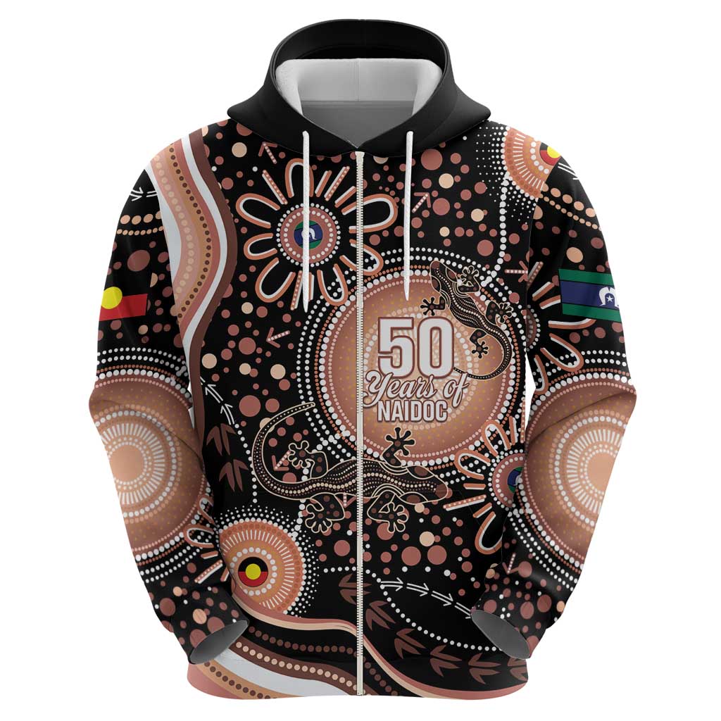 Australia NAIDOC Week Zip Hoodie Happy 50th Anniversary Brown Version