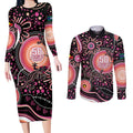 Australia NAIDOC Week Couples Matching Long Sleeve Bodycon Dress and Long Sleeve Button Shirt Happy 50th Anniversary Pink Version