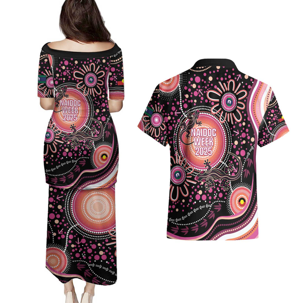 Australia NAIDOC Week Couples Matching Puletasi and Hawaiian Shirt Happy 50th Anniversary Pink Version