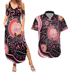 Australia NAIDOC Week Couples Matching Summer Maxi Dress and Hawaiian Shirt Happy 50th Anniversary Pink Version