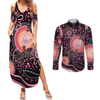 Australia NAIDOC Week Couples Matching Summer Maxi Dress and Long Sleeve Button Shirt Happy 50th Anniversary Pink Version