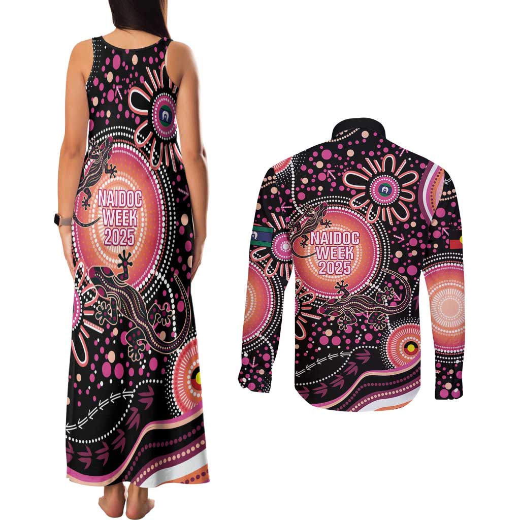 Australia NAIDOC Week Couples Matching Tank Maxi Dress and Long Sleeve Button Shirt Happy 50th Anniversary Pink Version