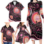 Australia NAIDOC Week Family Matching Long Sleeve Bodycon Dress and Hawaiian Shirt Happy 50th Anniversary Pink Version
