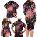 Australia NAIDOC Week Family Matching Long Sleeve Bodycon Dress and Hawaiian Shirt Happy 50th Anniversary Pink Version