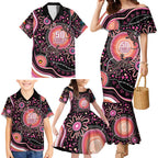 Australia NAIDOC Week Family Matching Mermaid Dress and Hawaiian Shirt Happy 50th Anniversary Pink Version