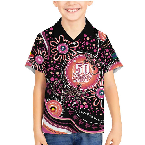Australia NAIDOC Week Family Matching Mermaid Dress and Hawaiian Shirt Happy 50th Anniversary Pink Version