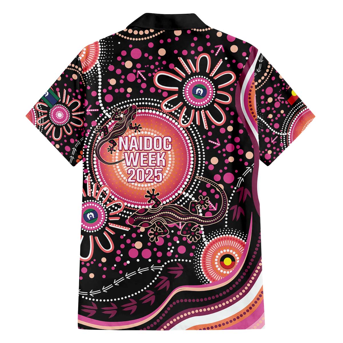 Australia NAIDOC Week Family Matching Off The Shoulder Long Sleeve Dress and Hawaiian Shirt Happy 50th Anniversary Pink Version