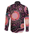 Australia NAIDOC Week Family Matching Off The Shoulder Long Sleeve Dress and Hawaiian Shirt Happy 50th Anniversary Pink Version