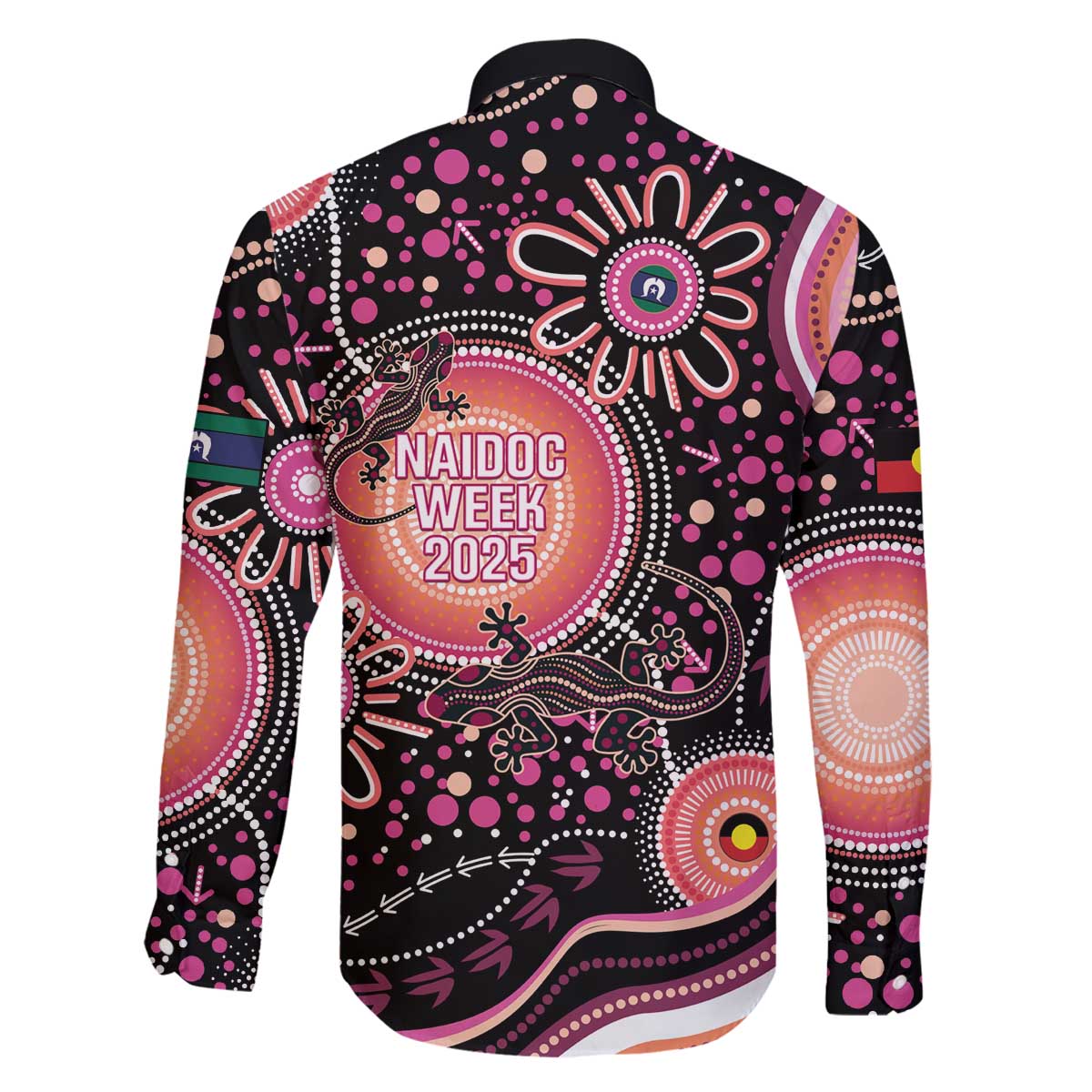 Australia NAIDOC Week Family Matching Off The Shoulder Long Sleeve Dress and Hawaiian Shirt Happy 50th Anniversary Pink Version