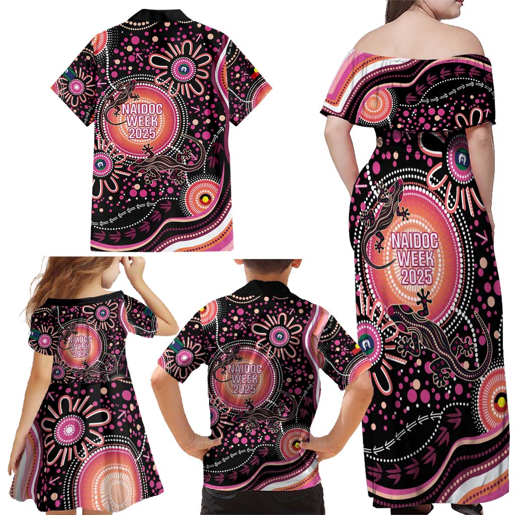 Australia NAIDOC Week Family Matching Off Shoulder Maxi Dress and Hawaiian Shirt Happy 50th Anniversary Pink Version