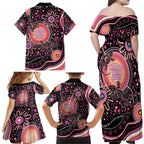 Australia NAIDOC Week Family Matching Off Shoulder Maxi Dress and Hawaiian Shirt Happy 50th Anniversary Pink Version