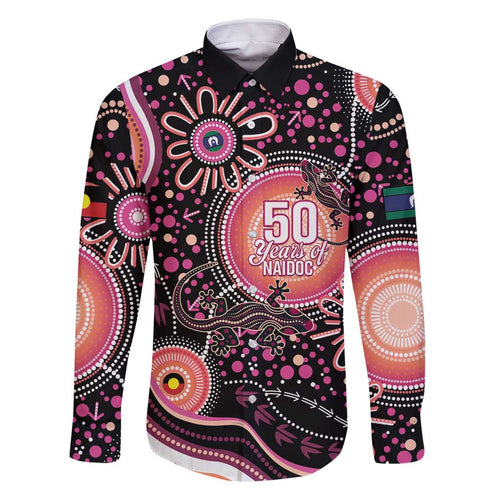 Australia NAIDOC Week Family Matching Off Shoulder Maxi Dress and Hawaiian Shirt Happy 50th Anniversary Pink Version