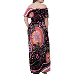 Australia NAIDOC Week Family Matching Off Shoulder Maxi Dress and Hawaiian Shirt Happy 50th Anniversary Pink Version