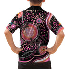 Australia NAIDOC Week Family Matching Off Shoulder Short Dress and Hawaiian Shirt Happy 50th Anniversary Pink Version