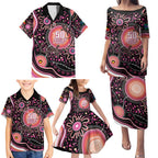 Australia NAIDOC Week Family Matching Puletasi and Hawaiian Shirt Happy 50th Anniversary Pink Version