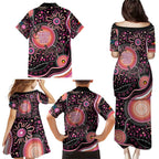 Australia NAIDOC Week Family Matching Puletasi and Hawaiian Shirt Happy 50th Anniversary Pink Version
