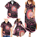 Australia NAIDOC Week Family Matching Summer Maxi Dress and Hawaiian Shirt Happy 50th Anniversary Pink Version
