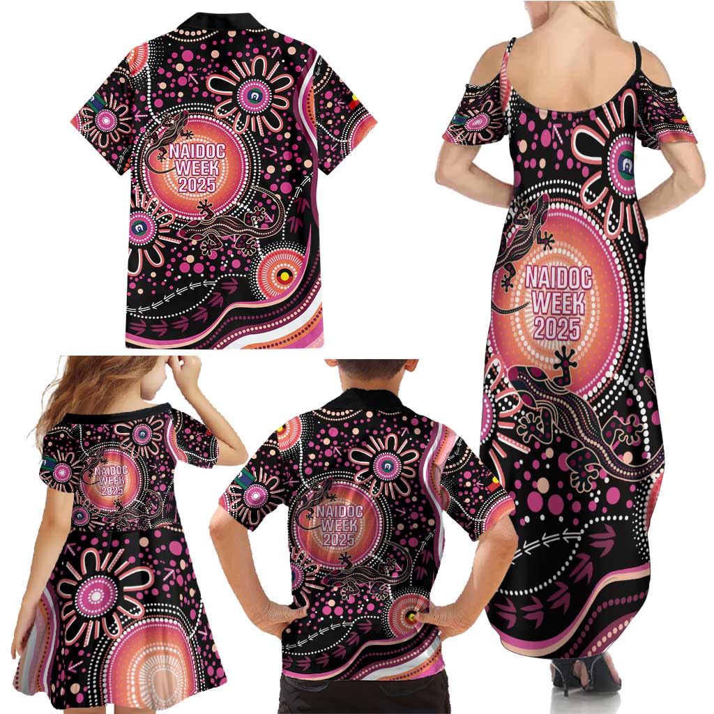 Australia NAIDOC Week Family Matching Summer Maxi Dress and Hawaiian Shirt Happy 50th Anniversary Pink Version