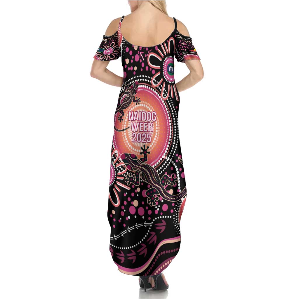Australia NAIDOC Week Family Matching Summer Maxi Dress and Hawaiian Shirt Happy 50th Anniversary Pink Version