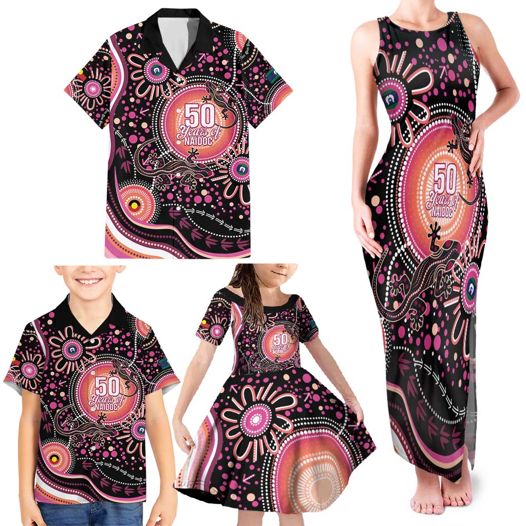 Australia NAIDOC Week Family Matching Tank Maxi Dress and Hawaiian Shirt Happy 50th Anniversary Pink Version