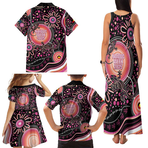 Australia NAIDOC Week Family Matching Tank Maxi Dress and Hawaiian Shirt Happy 50th Anniversary Pink Version