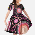 Australia NAIDOC Week Kid Short Sleeve Dress Happy 50th Anniversary Pink Version