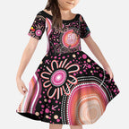 Australia NAIDOC Week Kid Short Sleeve Dress Happy 50th Anniversary Pink Version