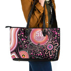 Australia NAIDOC Week Leather Tote Bag Happy 50th Anniversary Pink Version
