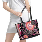 Australia NAIDOC Week Leather Tote Bag Happy 50th Anniversary Pink Version