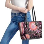 Australia NAIDOC Week Leather Tote Bag Happy 50th Anniversary Pink Version