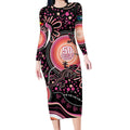 Australia NAIDOC Week Long Sleeve Bodycon Dress Happy 50th Anniversary Pink Version