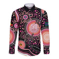 Australia NAIDOC Week Long Sleeve Button Shirt Happy 50th Anniversary Pink Version