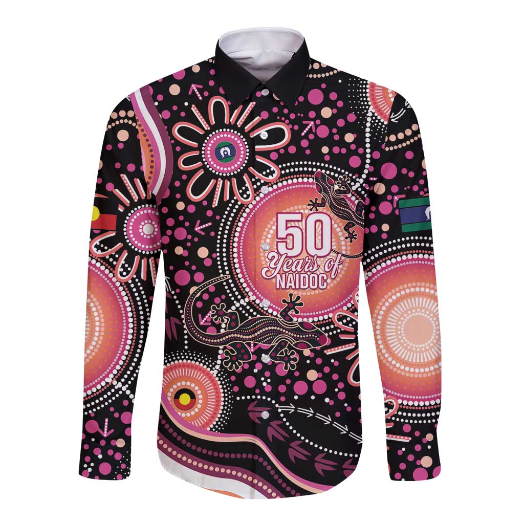 Australia NAIDOC Week Long Sleeve Button Shirt Happy 50th Anniversary Pink Version