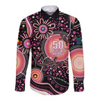 Australia NAIDOC Week Long Sleeve Button Shirt Happy 50th Anniversary Pink Version