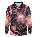 Australia NAIDOC Week Long Sleeve Polo Shirt Happy 50th Anniversary Pink Version