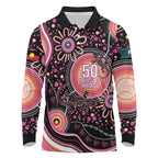 Australia NAIDOC Week Long Sleeve Polo Shirt Happy 50th Anniversary Pink Version