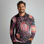 Australia NAIDOC Week Long Sleeve Polo Shirt Happy 50th Anniversary Pink Version