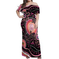 Australia NAIDOC Week Off Shoulder Maxi Dress Happy 50th Anniversary Pink Version